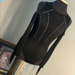 Sexy Black Studded Women's Bodysuit